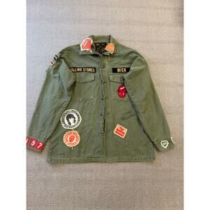 Madeworn Rolling Stones Army Jacket in Military Green Women's XS Patches Rock